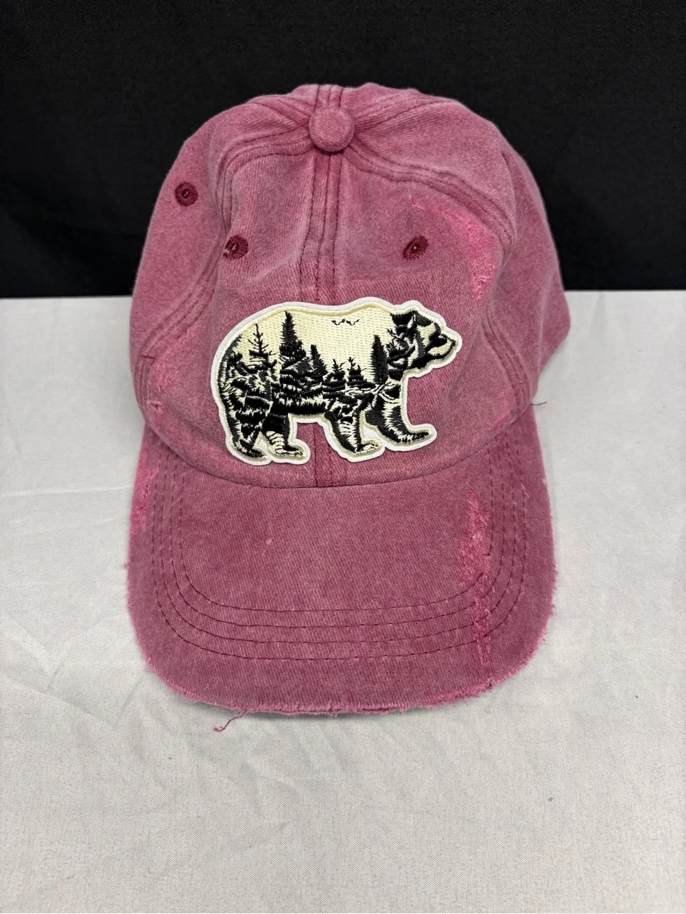 Maroon Bear Patch Baseball Cap
